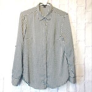 ANN TAYLOR Windowpane Pattern Button-down Blouse